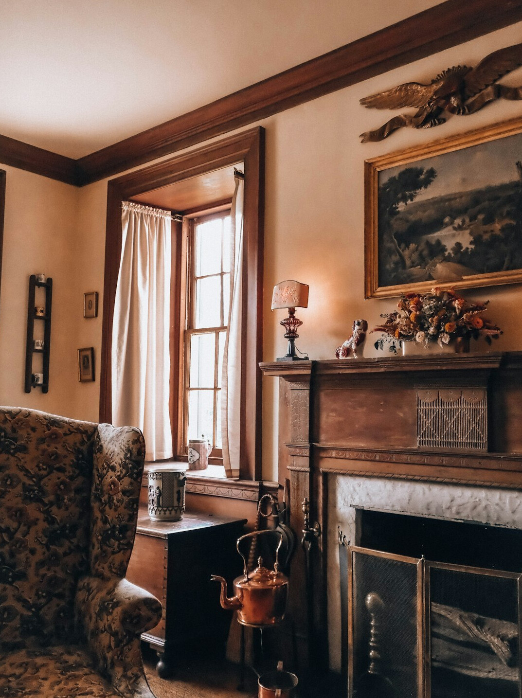 Vintage wooden television set glowing in a cozy 1980s living room